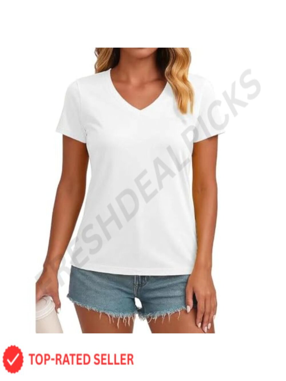 UPF50+ V-Neck T-Shirt - Soft Breathable Short Sleeve Casual Tee for Women